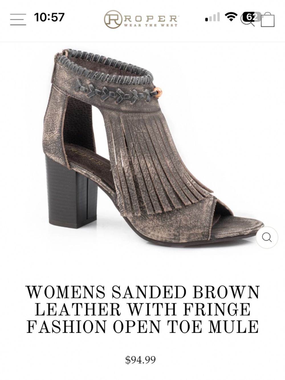 Roper western fringe heels. Size 8